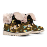 Cute Cartoon Gemini Pattern Print Winter Boots