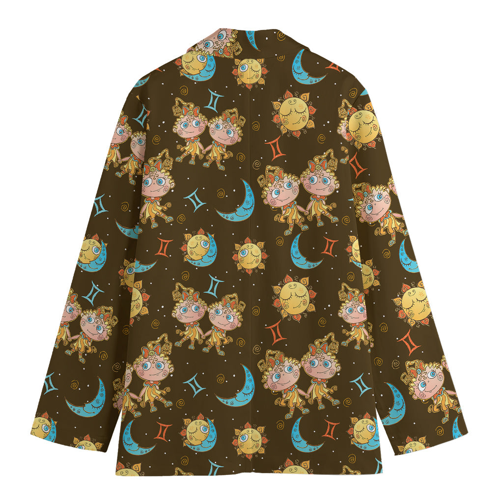Cute Cartoon Gemini Pattern Print Women's Blazer