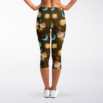 Cute Cartoon Gemini Pattern Print Women's Capri Leggings