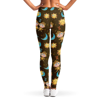 Cute Cartoon Gemini Pattern Print Women's Leggings