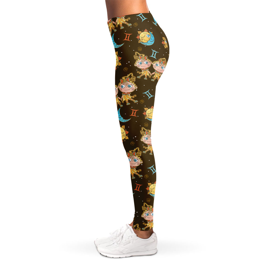 Cute Cartoon Gemini Pattern Print Women's Leggings