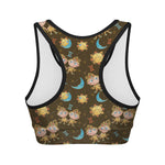 Cute Cartoon Gemini Pattern Print Women's Sports Bra