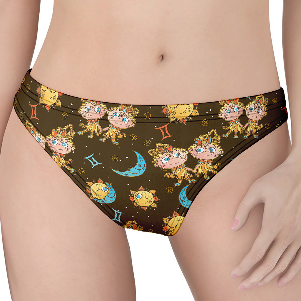 Cute Cartoon Gemini Pattern Print Women's Thong