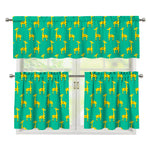 Cute Cartoon Giraffe Pattern Print 3 Piece Kitchen Curtains