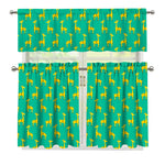 Cute Cartoon Giraffe Pattern Print 3 Piece Kitchen Curtains