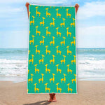 Cute Cartoon Giraffe Pattern Print Beach Towel