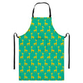 Cute Cartoon Giraffe Pattern Print Bib Apron With Pocket
