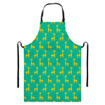 Cute Cartoon Giraffe Pattern Print Bib Apron With Pocket