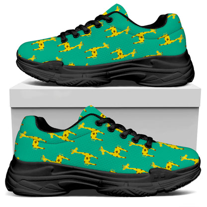 Cute Cartoon Giraffe Pattern Print Black Chunky Shoes