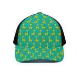 Cute Cartoon Giraffe Pattern Print Black Mesh Trucker Cap