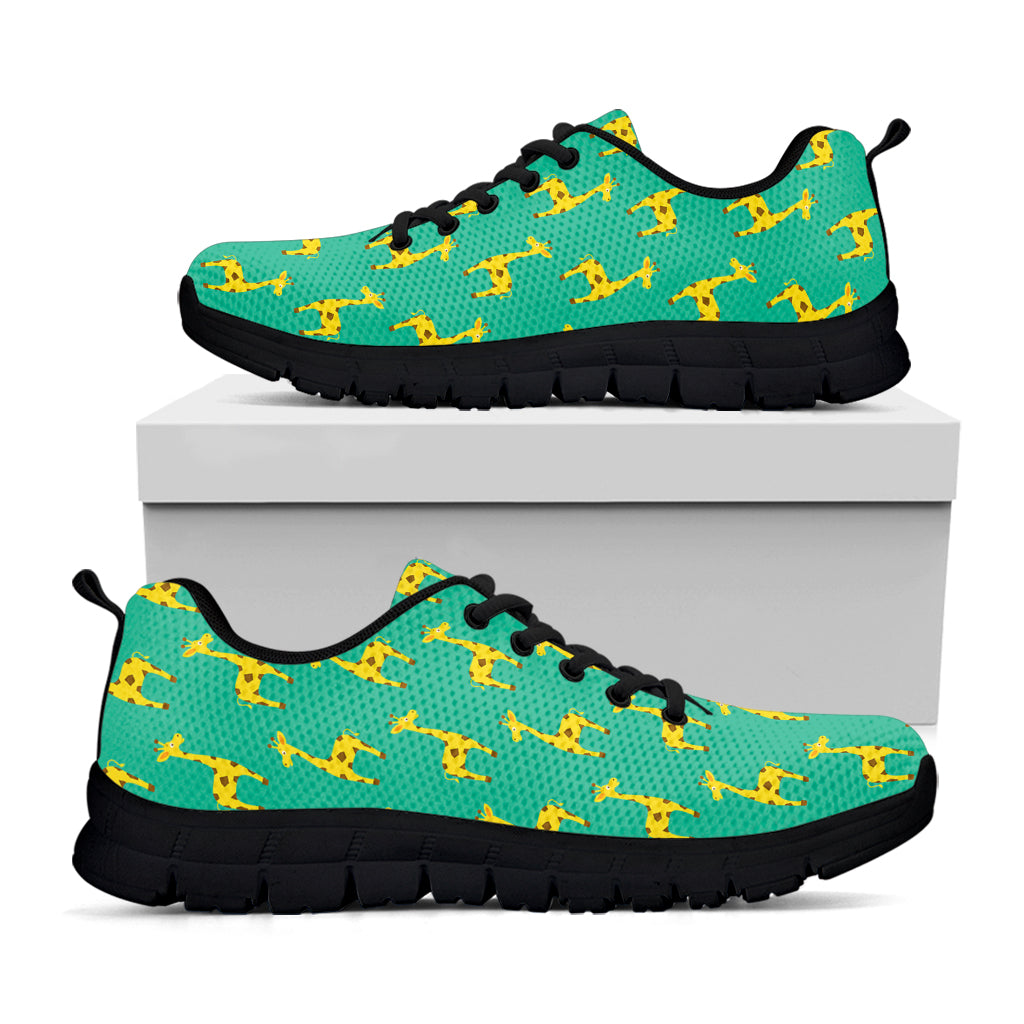 Cute Cartoon Giraffe Pattern Print Black Running Shoes
