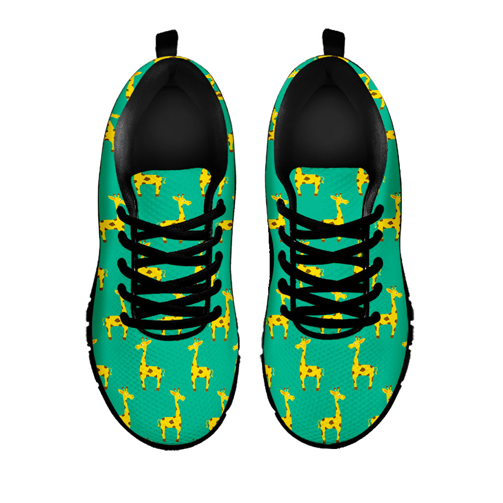Cute Cartoon Giraffe Pattern Print Black Running Shoes