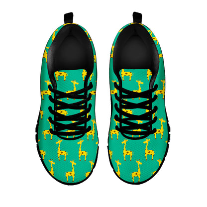 Cute Cartoon Giraffe Pattern Print Black Running Shoes