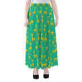 Cute Cartoon Giraffe Pattern Print Chiffon Maxi Skirt