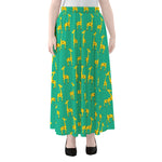 Cute Cartoon Giraffe Pattern Print Chiffon Maxi Skirt