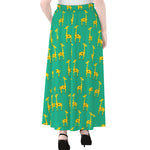 Cute Cartoon Giraffe Pattern Print Chiffon Maxi Skirt