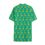 Cute Cartoon Giraffe Pattern Print Cotton Hawaiian Shirt