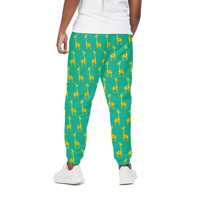 Cute Cartoon Giraffe Pattern Print Cotton Pants