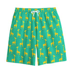 Cute Cartoon Giraffe Pattern Print Cotton Shorts