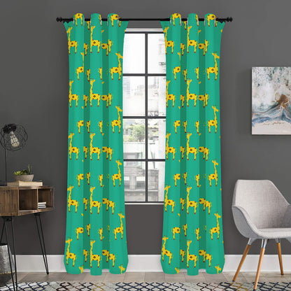 Cute Cartoon Giraffe Pattern Print Curtain