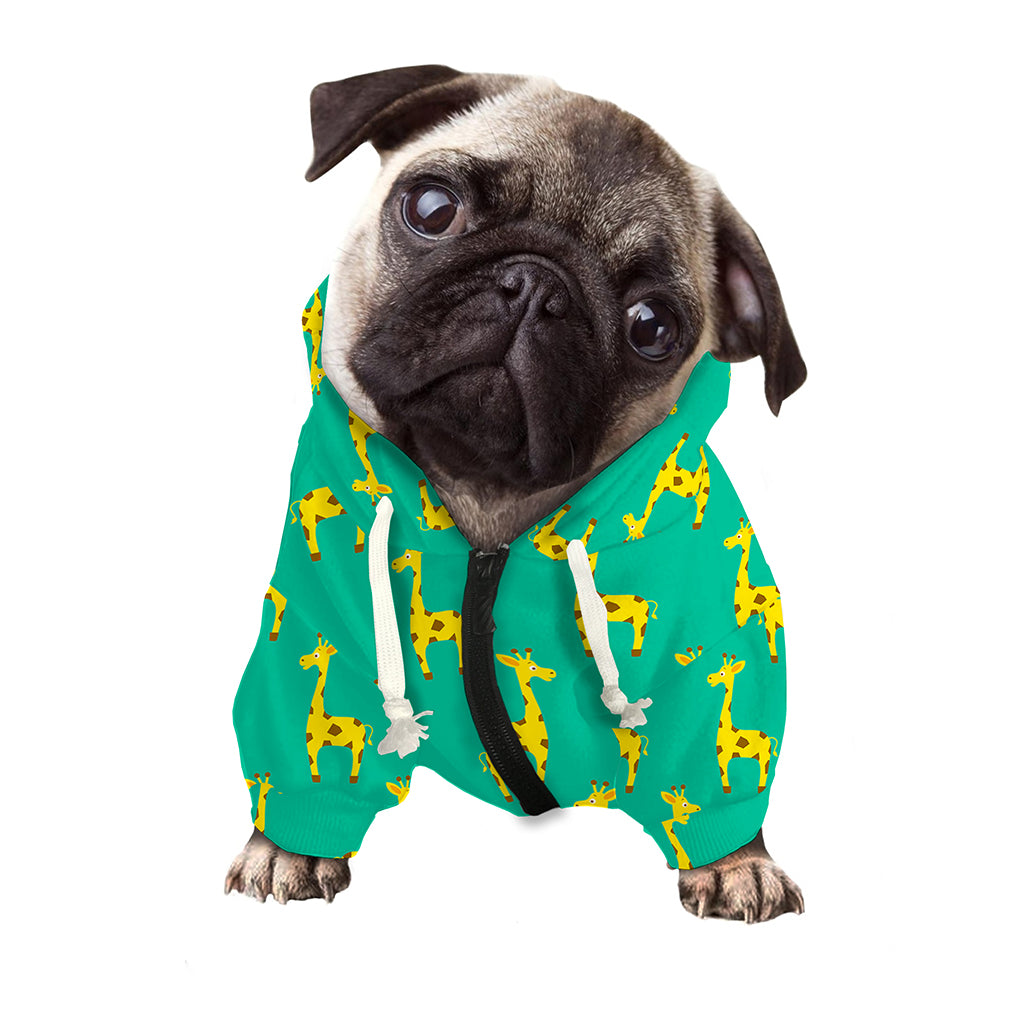 Cute Cartoon Giraffe Pattern Print Dog Zip Up Hoodie