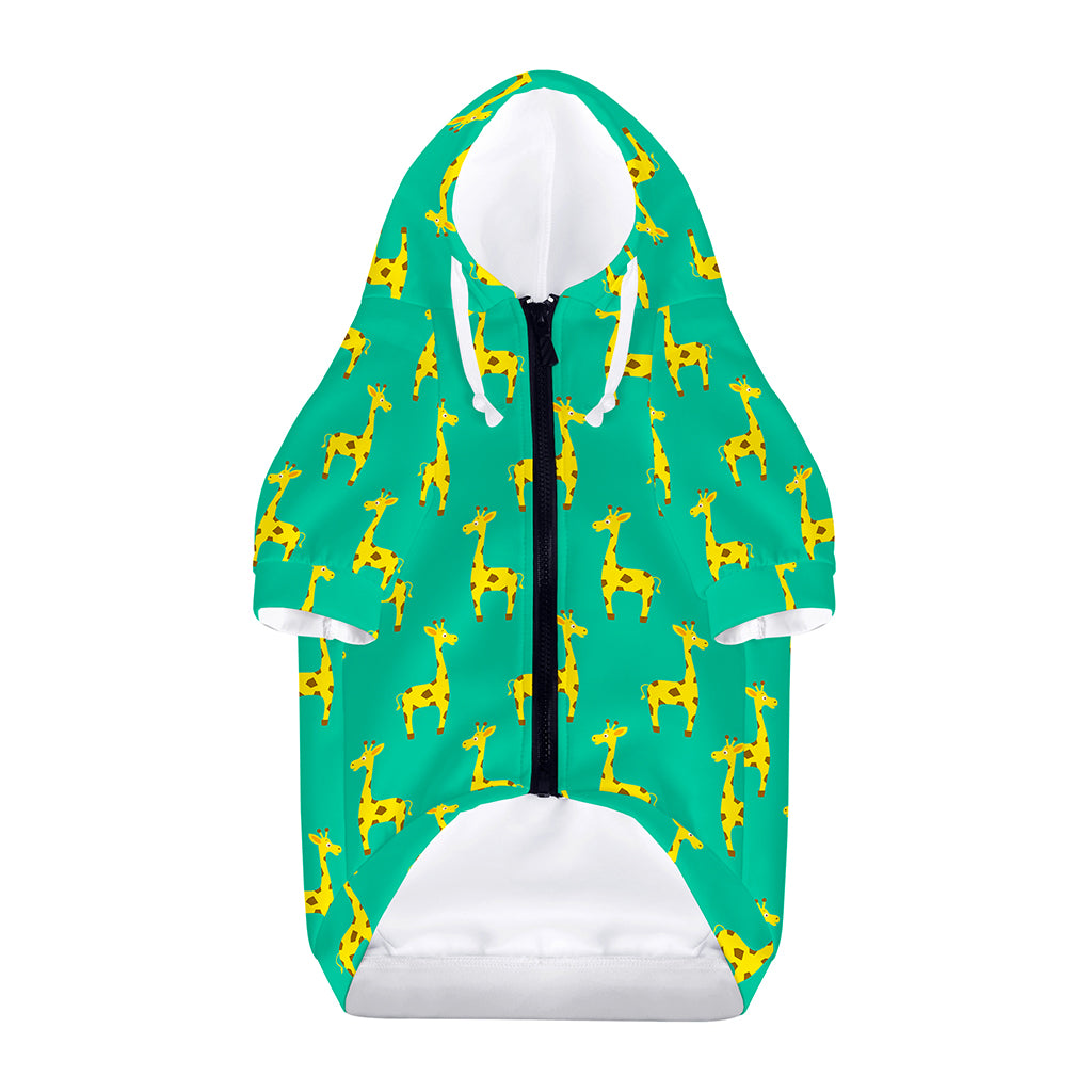 Cute Cartoon Giraffe Pattern Print Dog Zip Up Hoodie