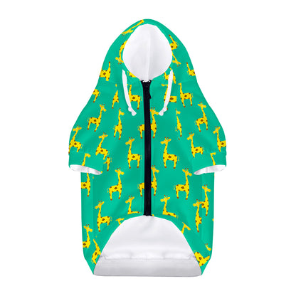 Cute Cartoon Giraffe Pattern Print Dog Zip Up Hoodie
