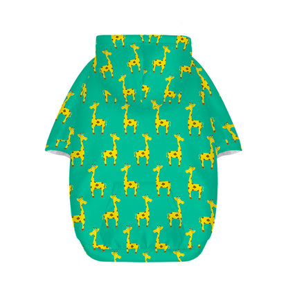 Cute Cartoon Giraffe Pattern Print Dog Zip Up Hoodie