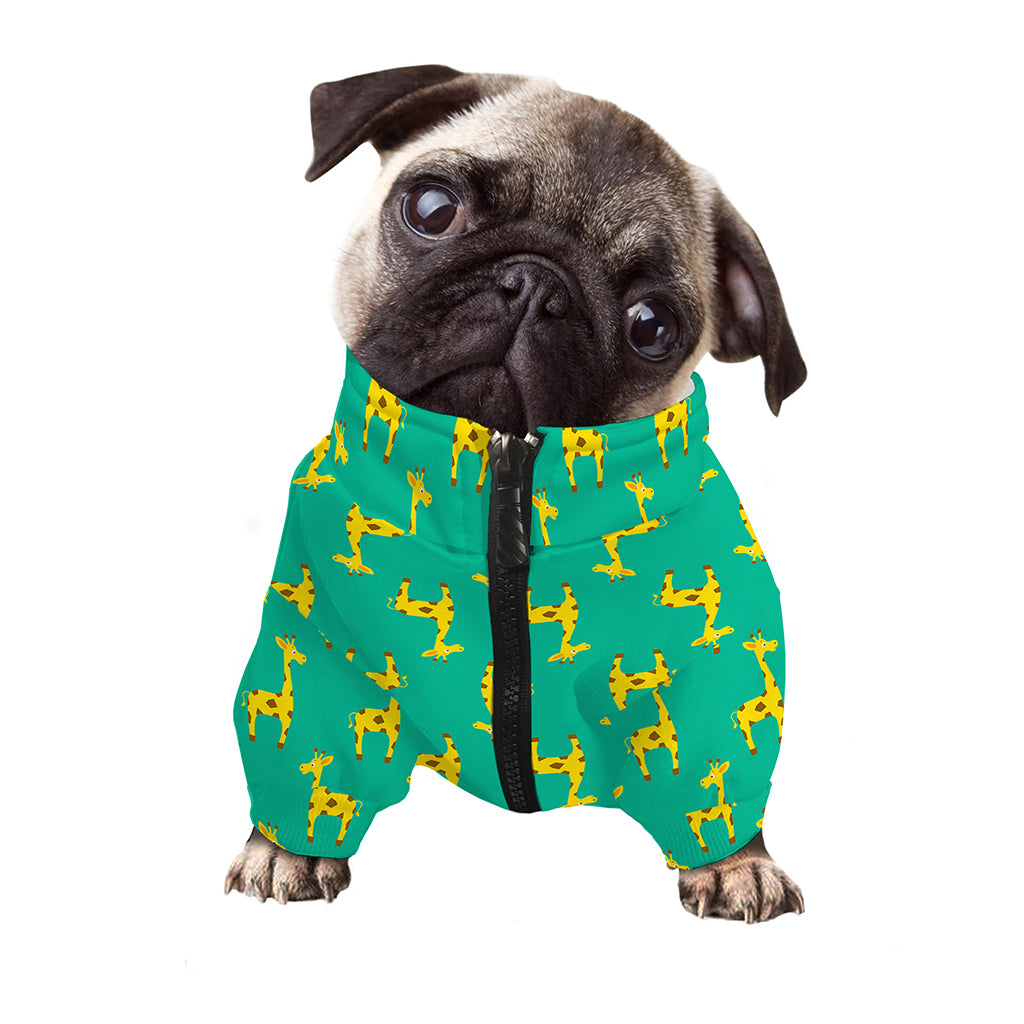Cute Cartoon Giraffe Pattern Print Dog Zip Up Jacket