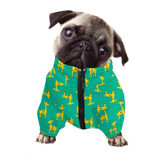 Cute Cartoon Giraffe Pattern Print Dog Zip Up Jacket