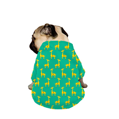 Cute Cartoon Giraffe Pattern Print Dog Zip Up Jacket