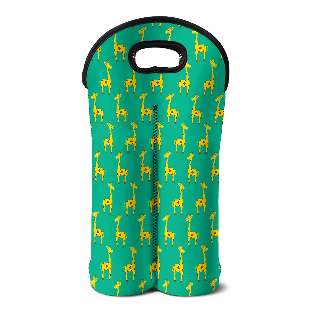 Cute Cartoon Giraffe Pattern Print Double Neoprene Wine Tote