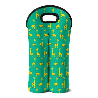 Cute Cartoon Giraffe Pattern Print Double Neoprene Wine Tote