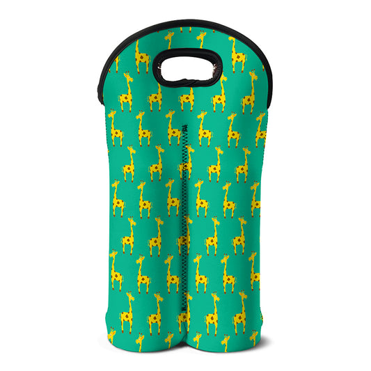 Cute Cartoon Giraffe Pattern Print Double Neoprene Wine Tote
