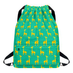 Cute Cartoon Giraffe Pattern Print Drawstring Backpack