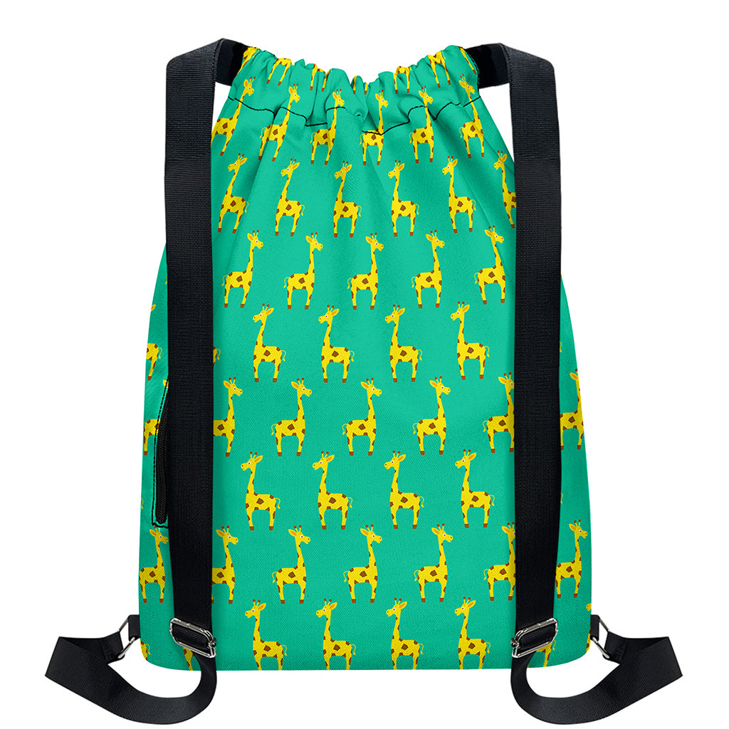Cute Cartoon Giraffe Pattern Print Drawstring Backpack