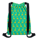 Cute Cartoon Giraffe Pattern Print Drawstring Backpack