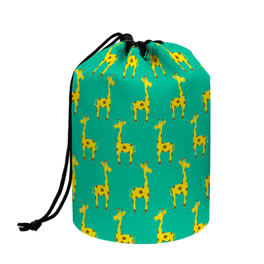 Cute Cartoon Giraffe Pattern Print Drawstring Makeup Bag
