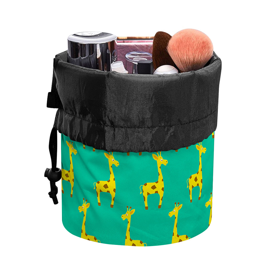 Cute Cartoon Giraffe Pattern Print Drawstring Makeup Bag