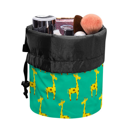 Cute Cartoon Giraffe Pattern Print Drawstring Makeup Bag