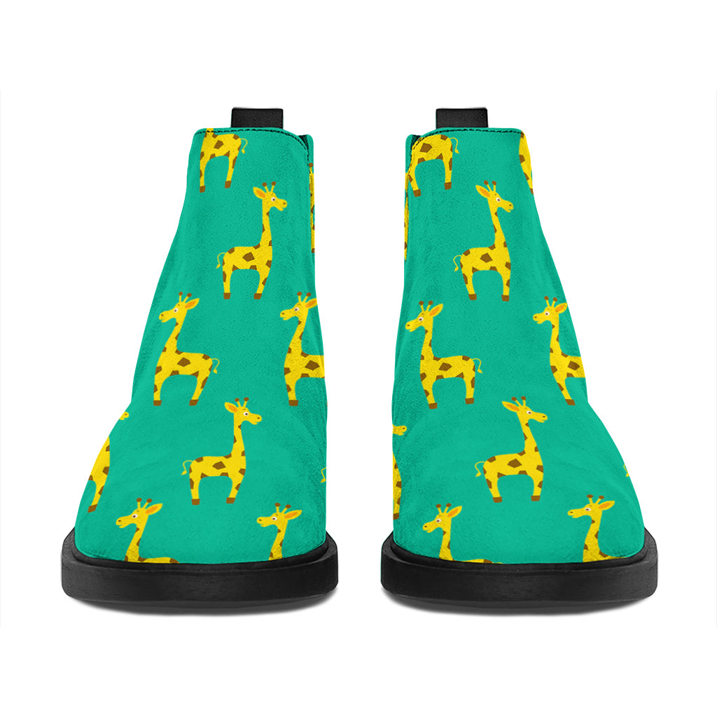 Cute Cartoon Giraffe Pattern Print Flat Ankle Boots