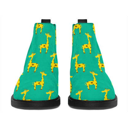 Cute Cartoon Giraffe Pattern Print Flat Ankle Boots