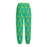 Cute Cartoon Giraffe Pattern Print Fleece Lined Knit Pants