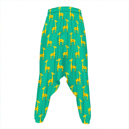 Cute Cartoon Giraffe Pattern Print Hammer Pants