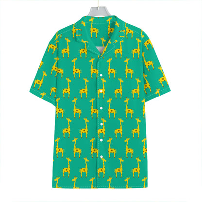 Cute Cartoon Giraffe Pattern Print Hawaiian Shirt