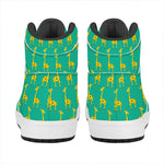 Cute Cartoon Giraffe Pattern Print High Top Leather Sneakers