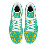 Cute Cartoon Giraffe Pattern Print High Top Leather Sneakers