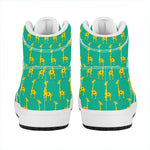 Cute Cartoon Giraffe Pattern Print High Top Leather Sneakers