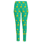 Cute Cartoon Giraffe Pattern Print High-Waisted Pocket Leggings