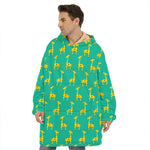 Cute Cartoon Giraffe Pattern Print Hoodie Blanket